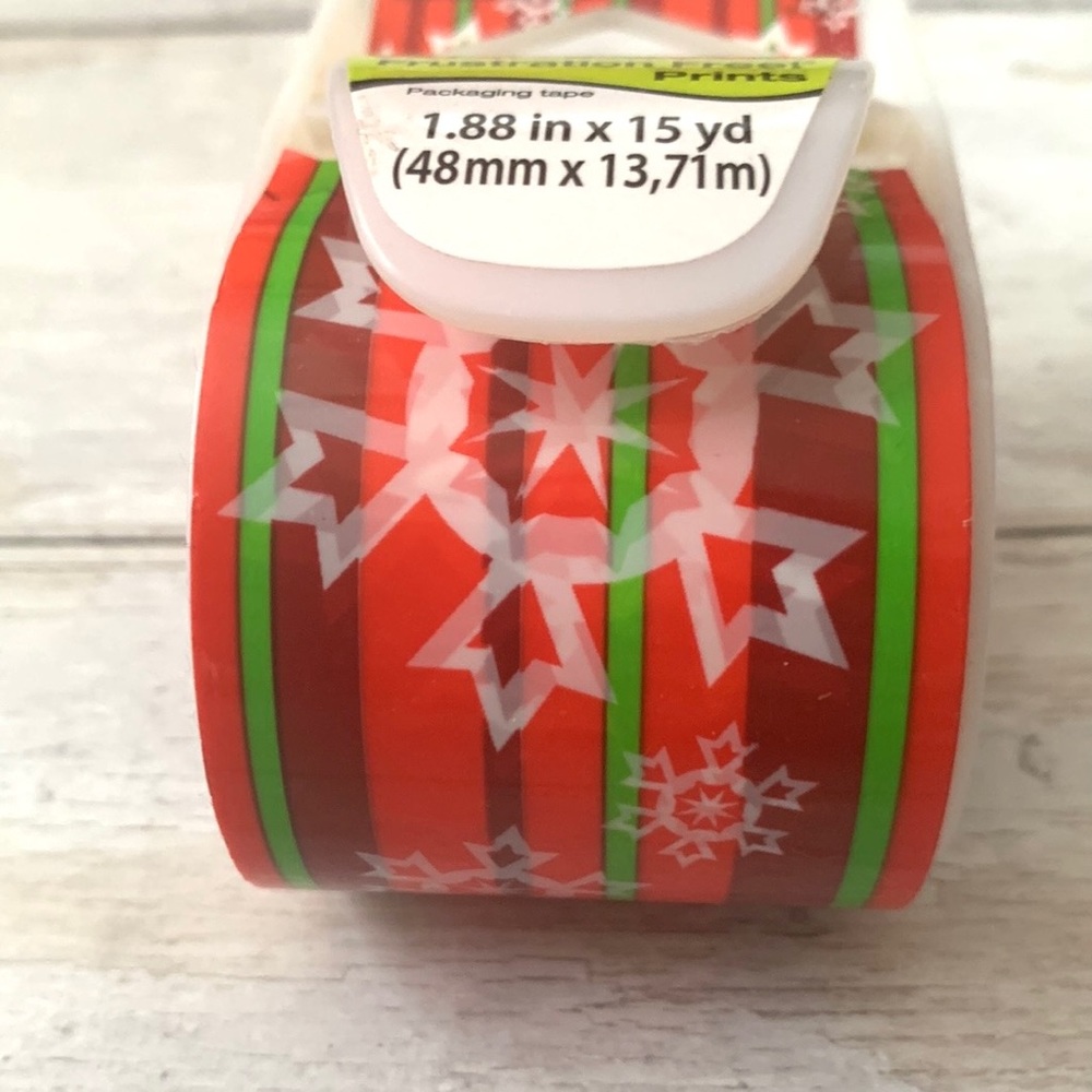 Christmas Gift Wrapping Decorative Red Green Stripes Snowflake 15yrd Tape NEW